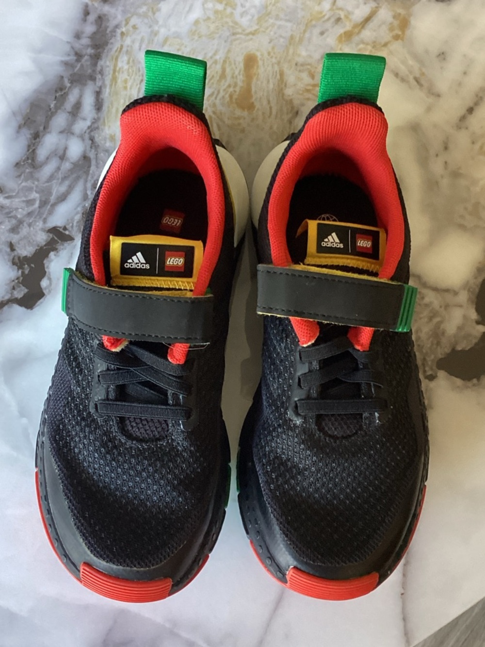 adidas Kids Lego Black Sneakers with Red and Green Accents
